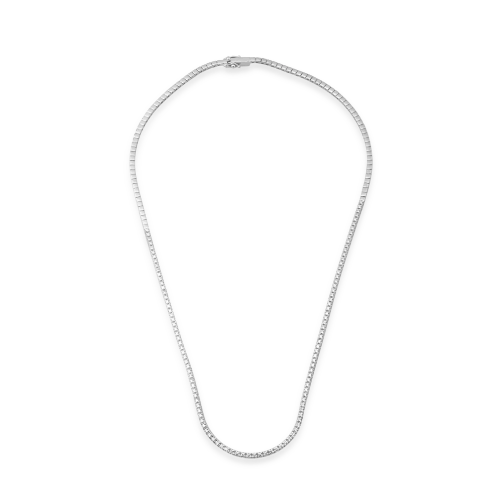 Colier tennis din aur alb cu diamante de 0.95ct