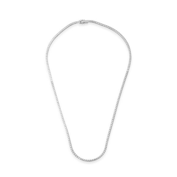 Colier tennis din aur alb cu diamante de 0.95ct
