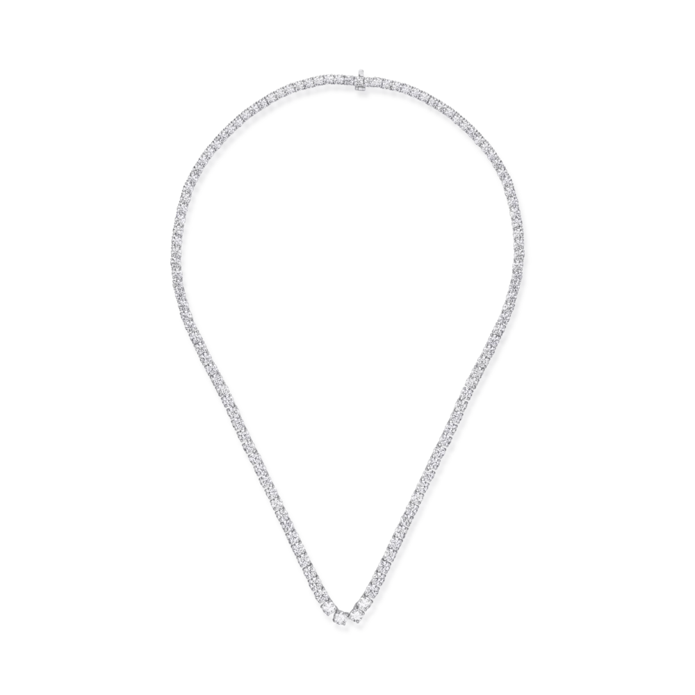 Colier tennis din aur alb cu diamante de 16.46ct