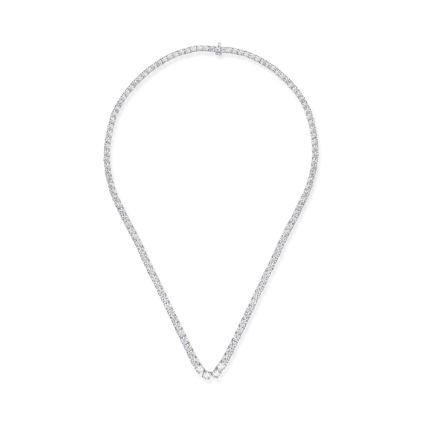 Colier tennis din aur alb cu diamante de 16.46ct