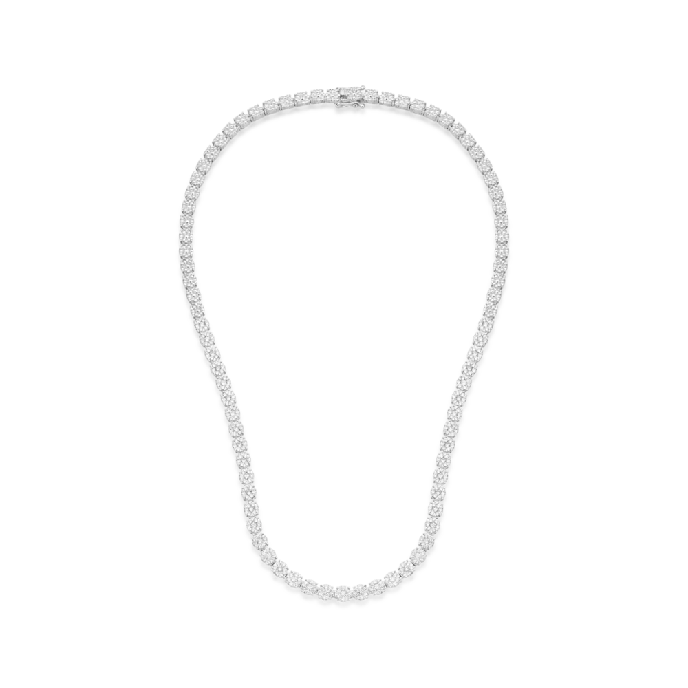 Colier tennis din aur alb cu diamante de 3ct