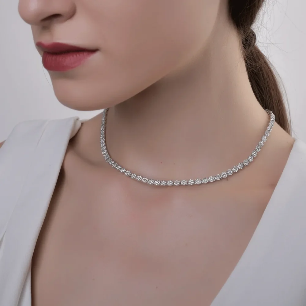 Colier tennis din aur alb cu diamante de 3ct - imagine 2