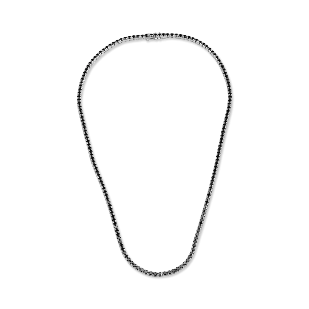 Colier tennis din aur alb cu diamante negre de 7.4ct