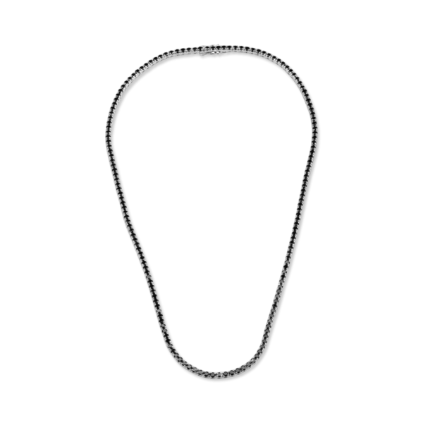 Colier tennis din aur alb cu diamante negre de 7.4ct