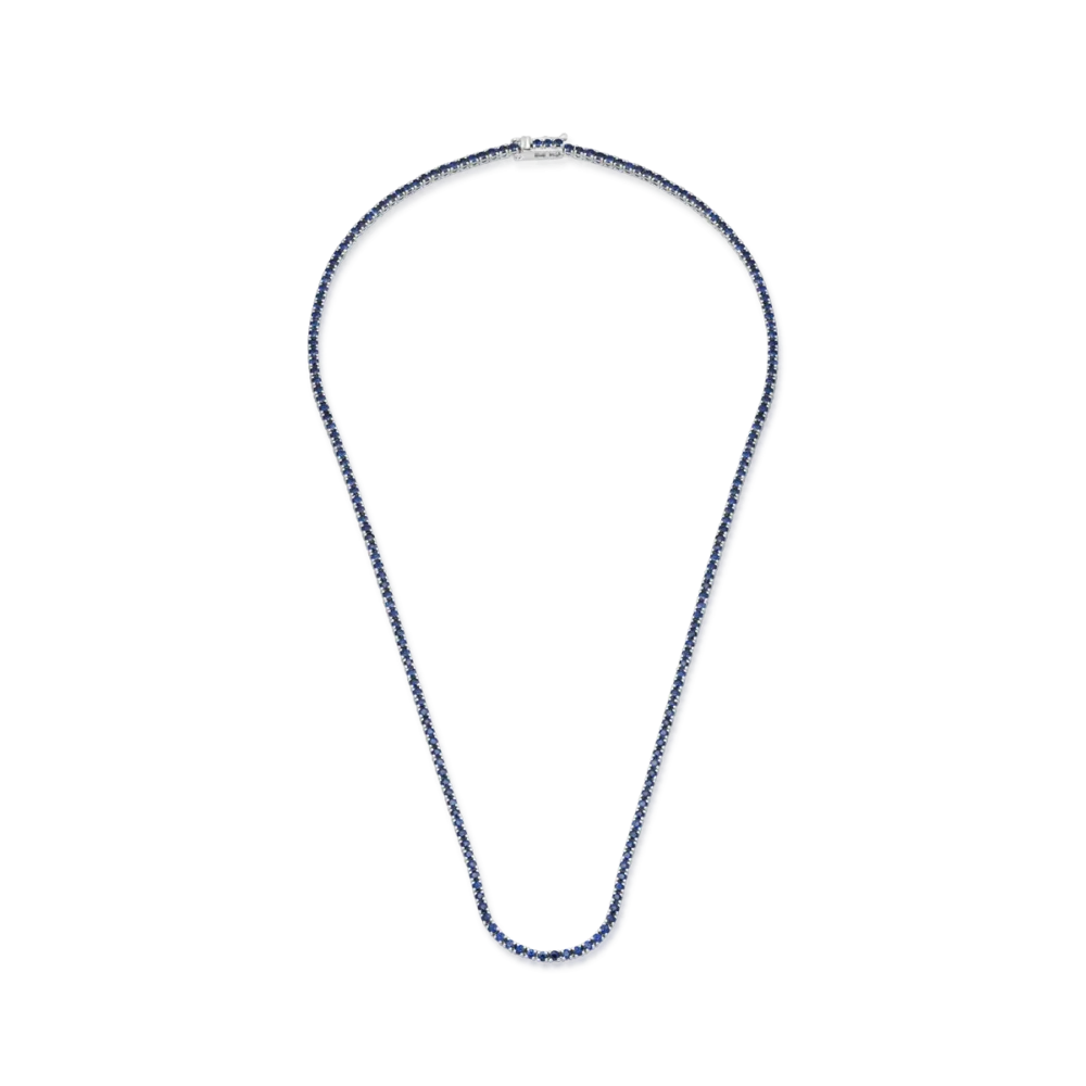 Colier tennis din aur alb cu safire de 5.8ct