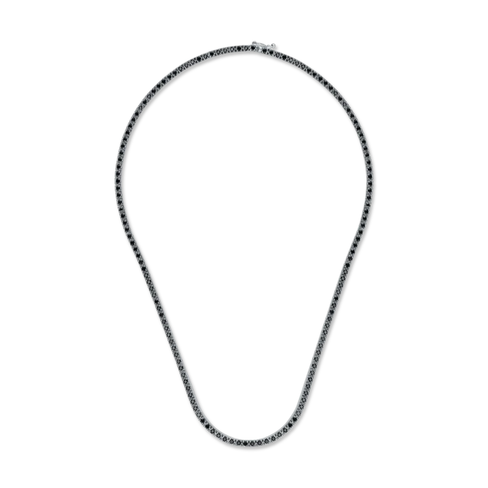 Colier tennis din aur alb-negru cu diamante negre de 3ct