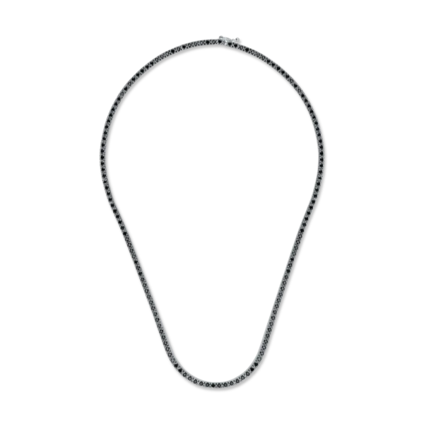 Colier tennis din aur alb-negru cu diamante negre de 3.11ct