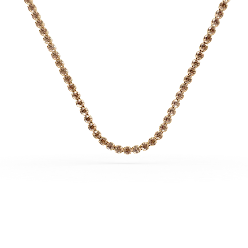 Colier tennis din aur galben cu zirconii maro