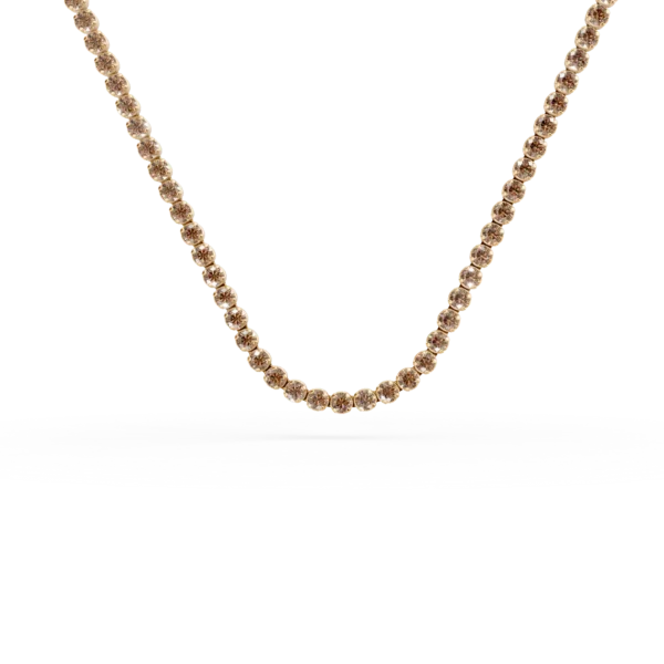 Colier tennis din aur galben cu zirconii maro