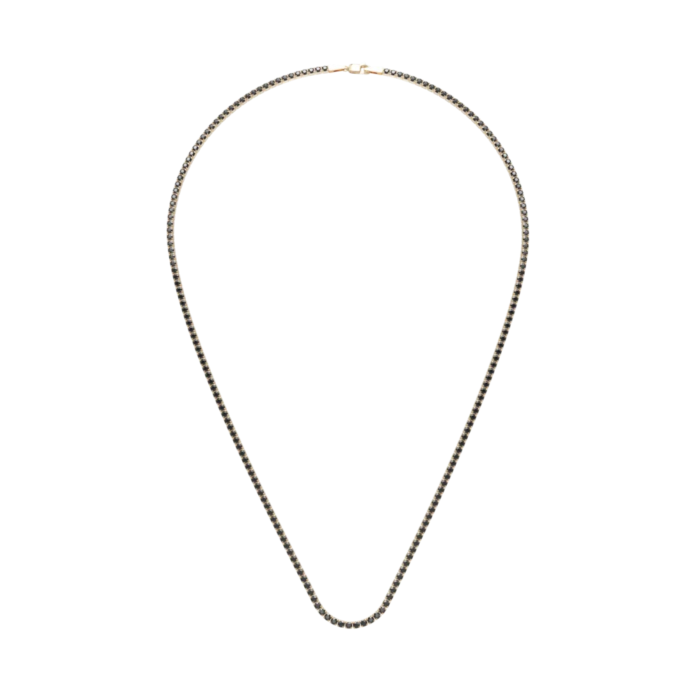 Colier tennis din aur galben cu zirconii negre