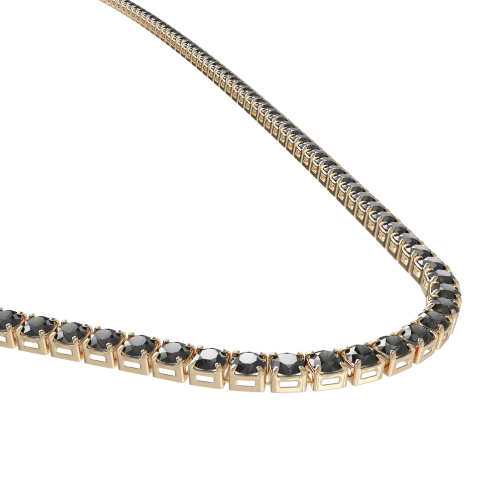 Colier tennis din aur galben cu zirconii negre - imagine 2