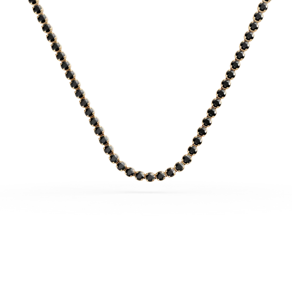 Colier tennis din aur galben cu zirconii negre