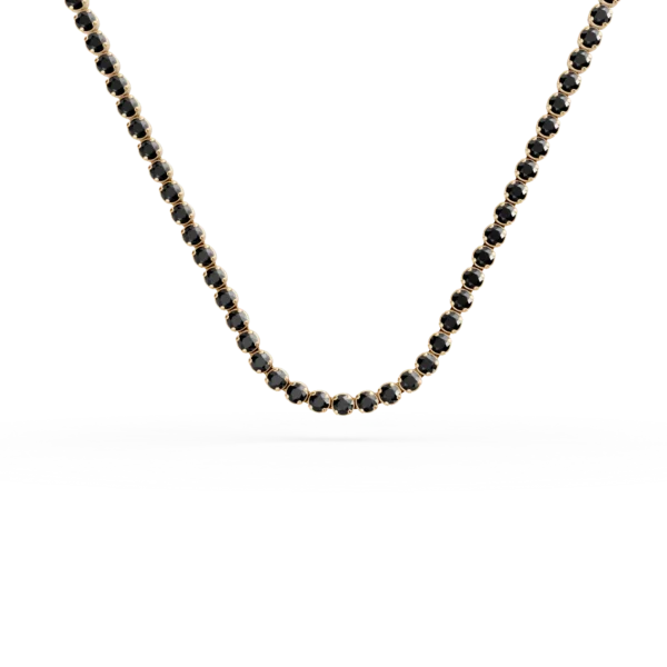 Colier tennis din aur galben cu zirconii negre