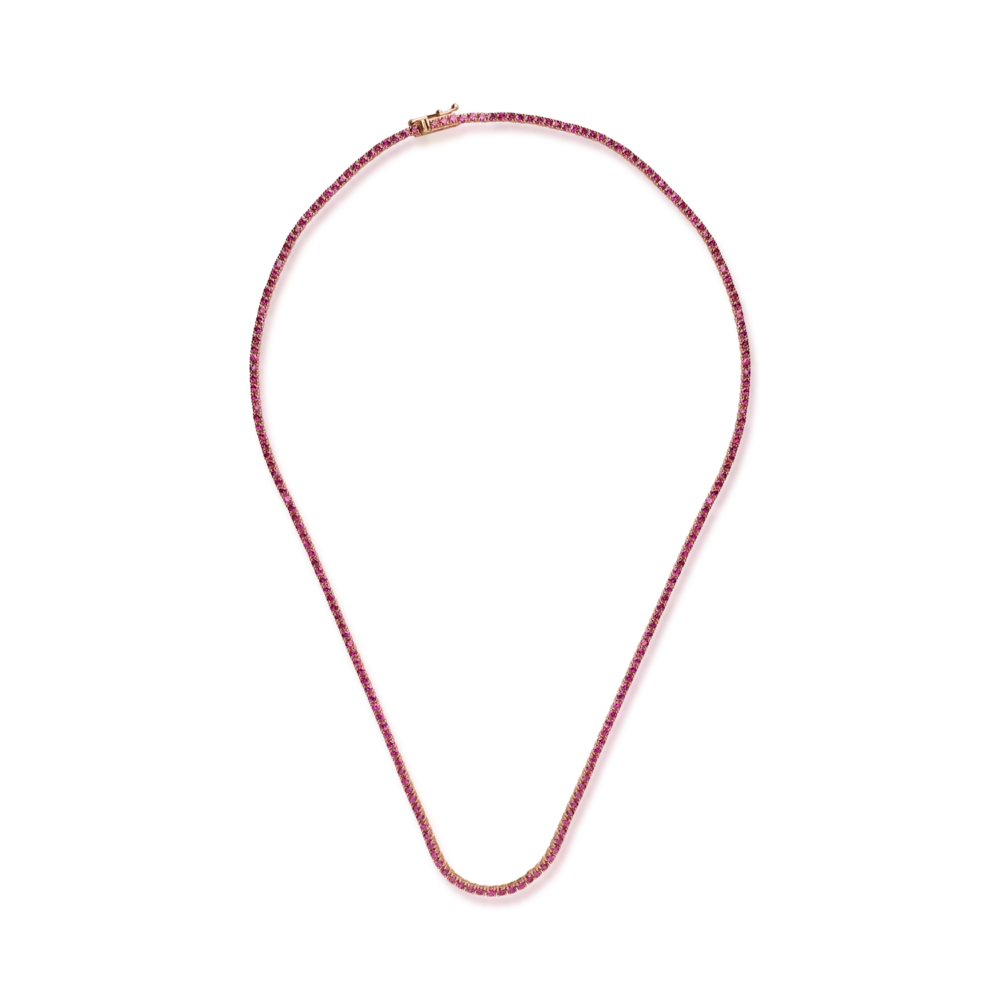 Colier tennis din aur roz cu rubine de 5.48ct