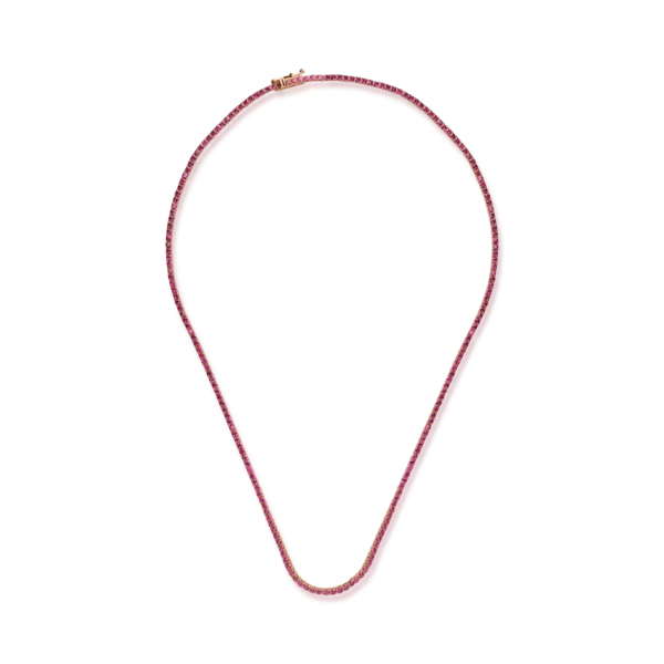 Colier tennis din aur roz cu rubine de 5.48ct