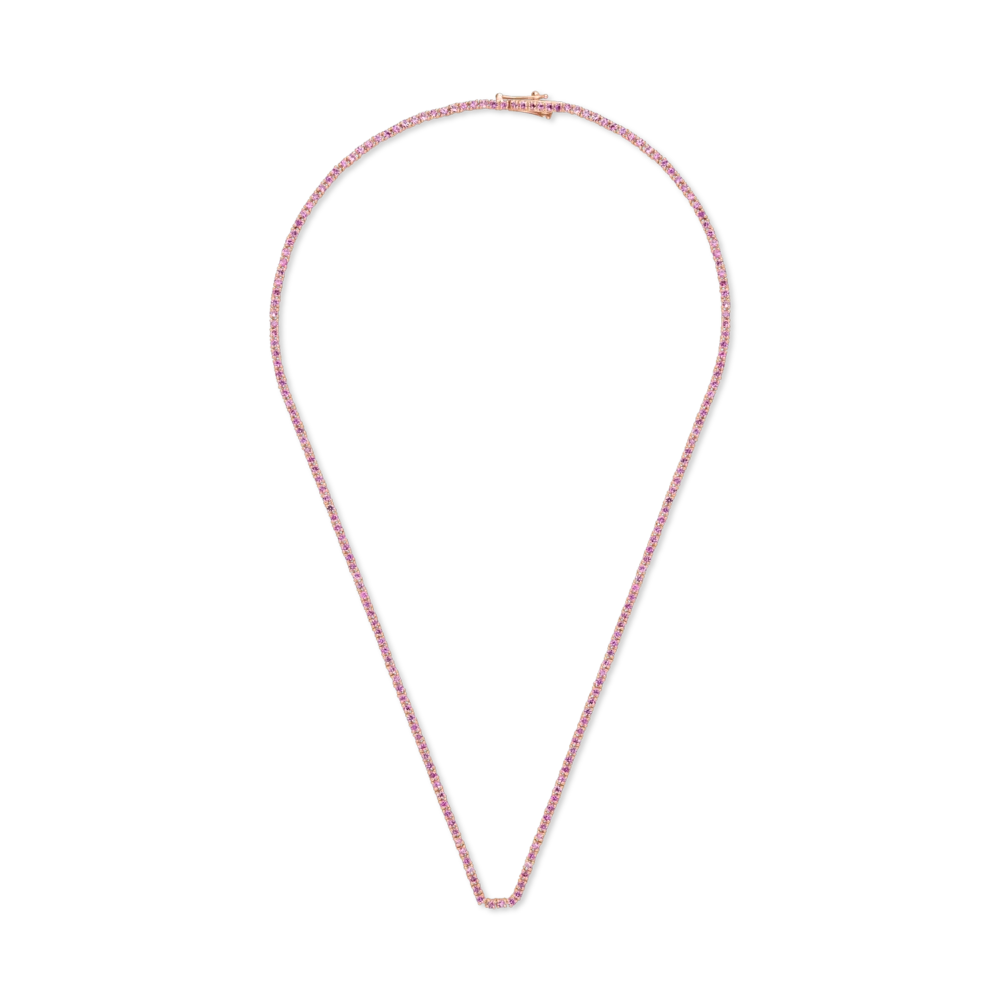 Colier tennis din aur roz cu safire roz de 5.4ct