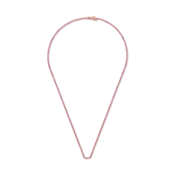 Colier tennis din aur roz cu safire roz de 5.4ct