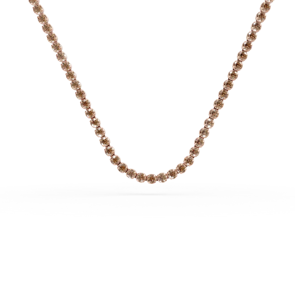 Colier tennis din aur roz cu zirconii maro