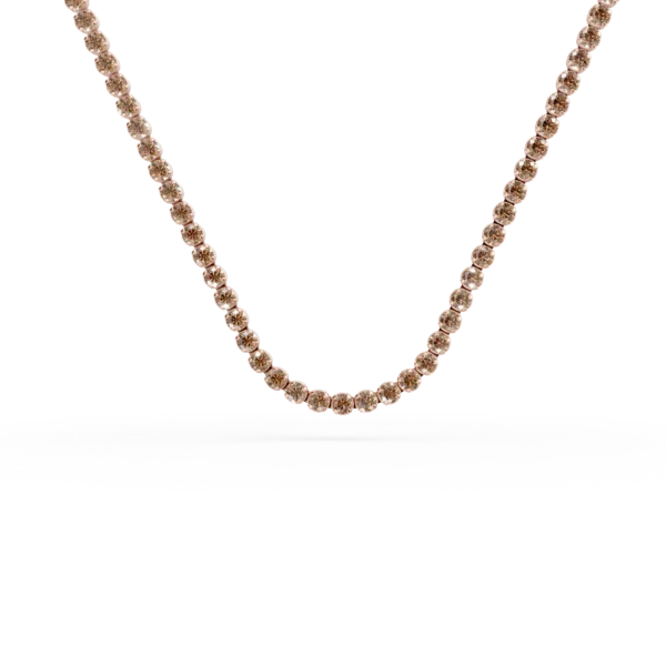 Colier tennis din aur roz cu zirconii maro