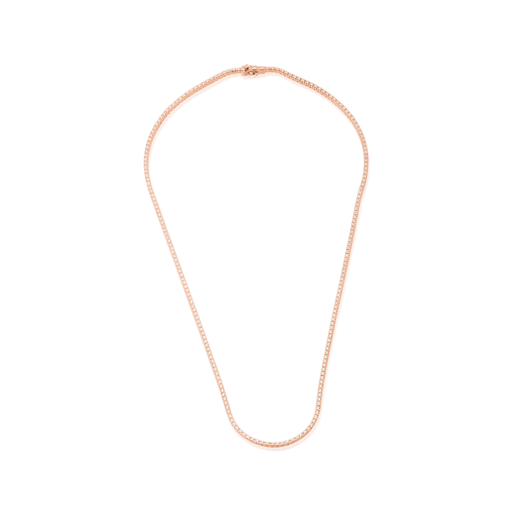 Colier tennis din aur roz cu diamante maro de 1.8ct