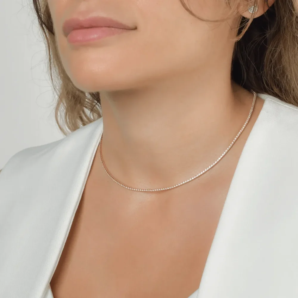 Colier tennis din aur roz cu diamante maro de 1.8ct - imagine 2