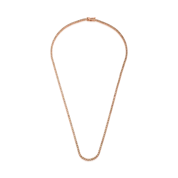 Colier tennis din aur roz cu diamante maro de 4.3ct