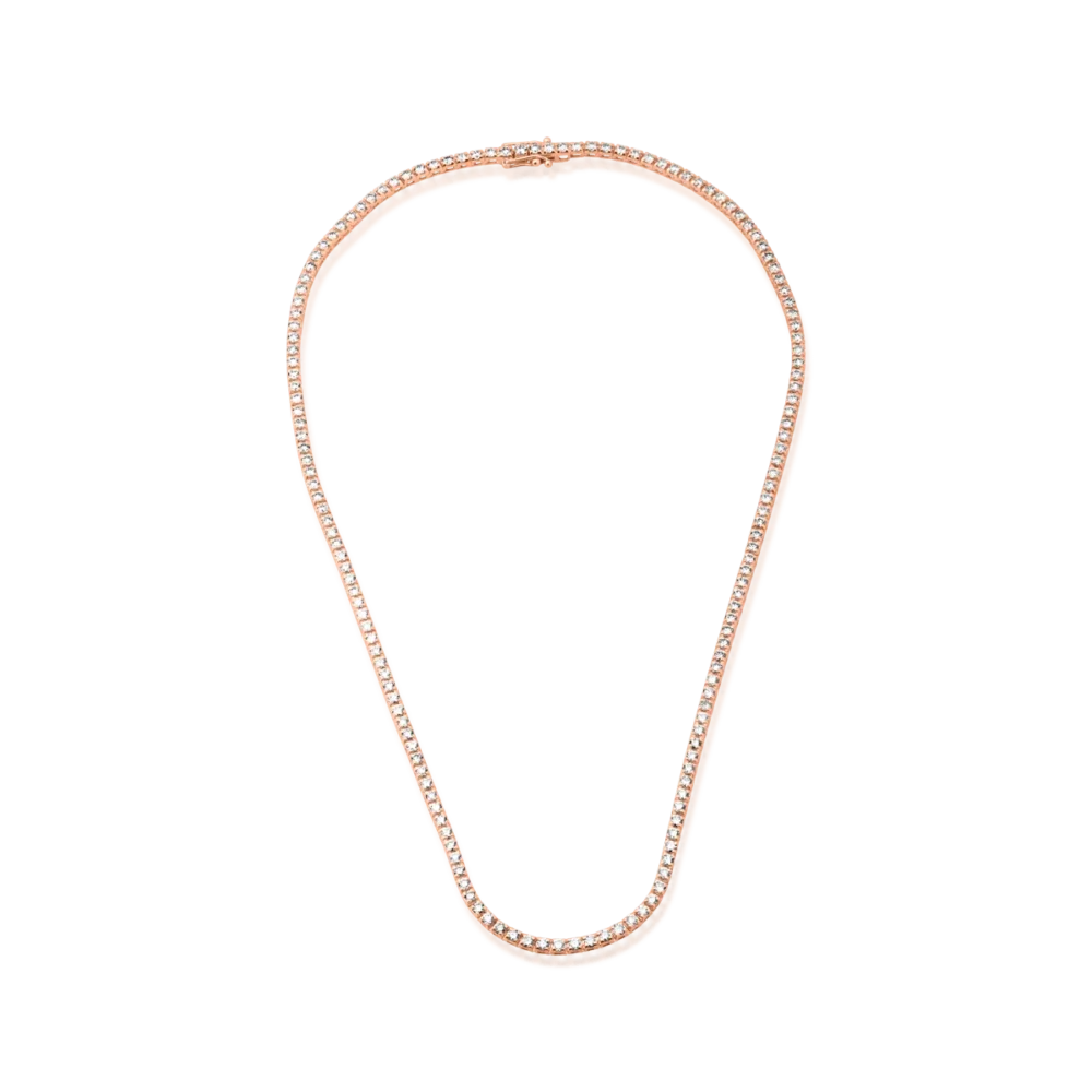 Colier tennis din aur roz cu diamante maro de 4.5ct