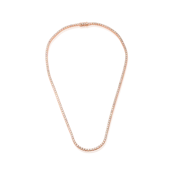 Colier tennis din aur roz cu diamante maro de 4.5ct