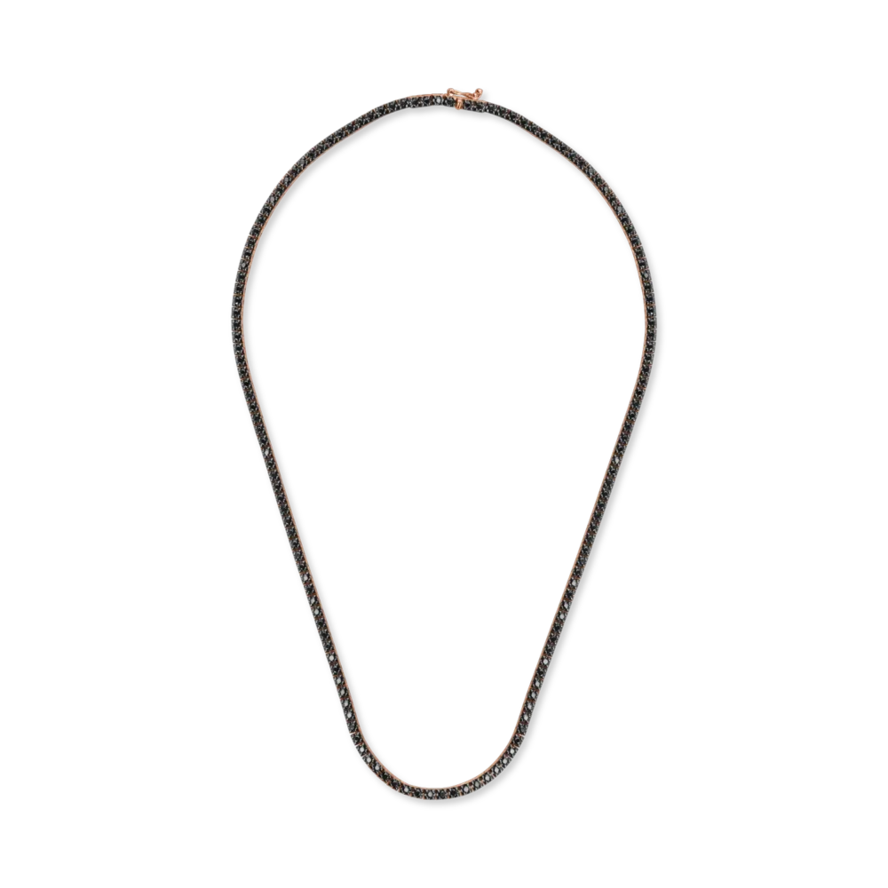 Colier tennis din aur roz-negru cu diamante negre de 3.1ct