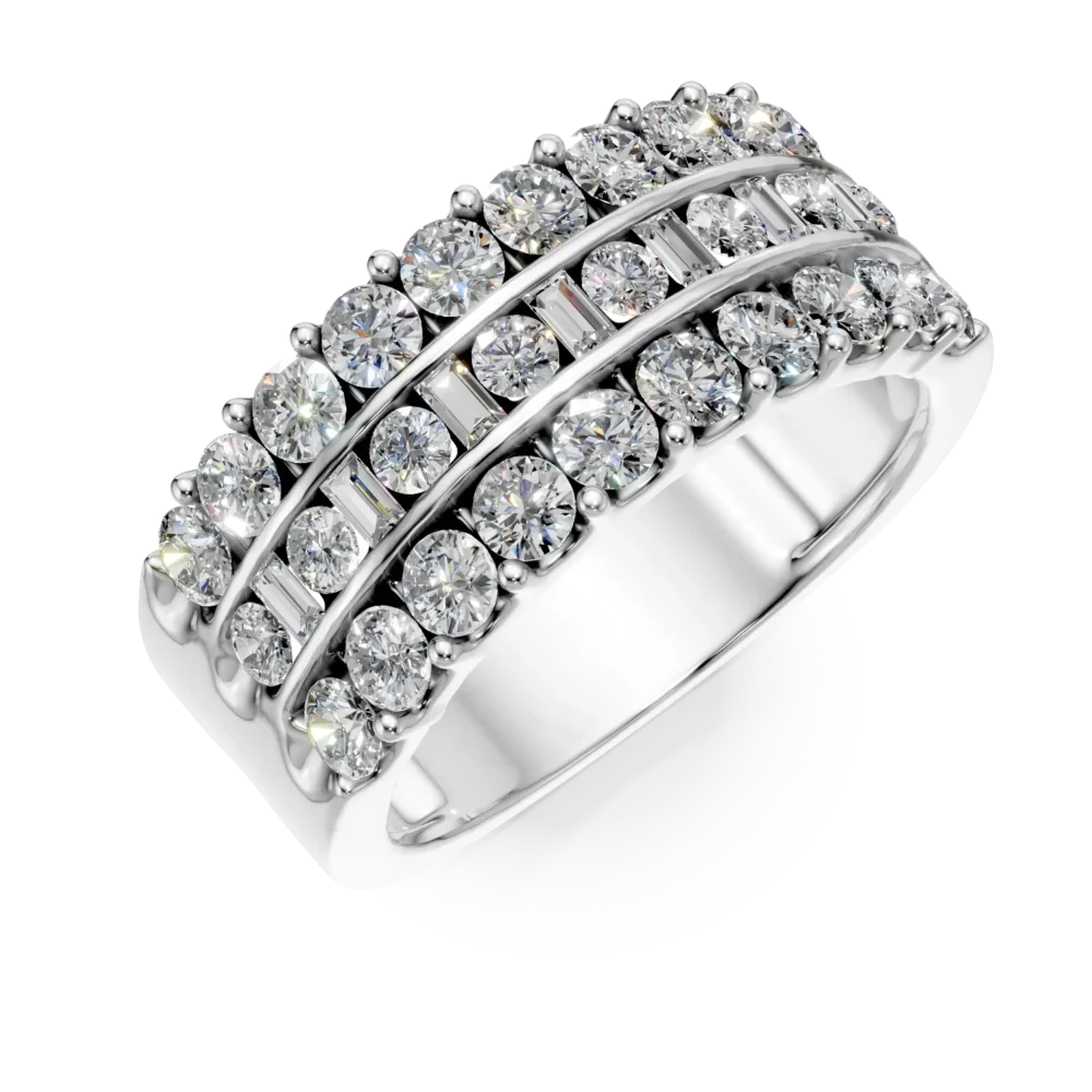 Inel Bouquet din aur alb cu diamante de 1.4ct create in laborator