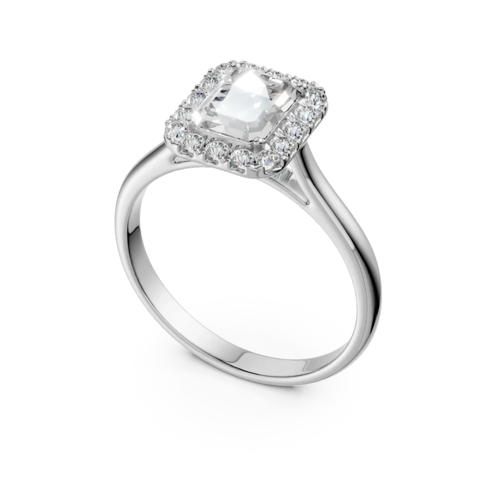 Inel Colette din aur alb cu diamante emerald si rotunde de 1.2ct create in laborator - imagine 2