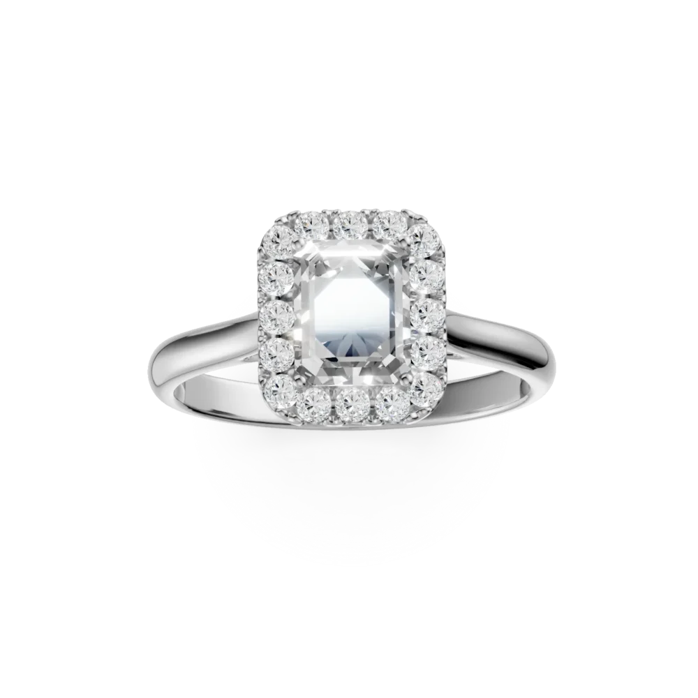 Inel Colette din aur alb cu diamante emerald si rotunde de 1.2ct create in laborator - imagine 3