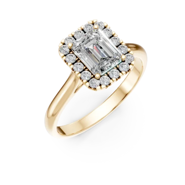 Inel Colette din aur galben cu diamante emerald si rotunde de 1.2ct create in laborator