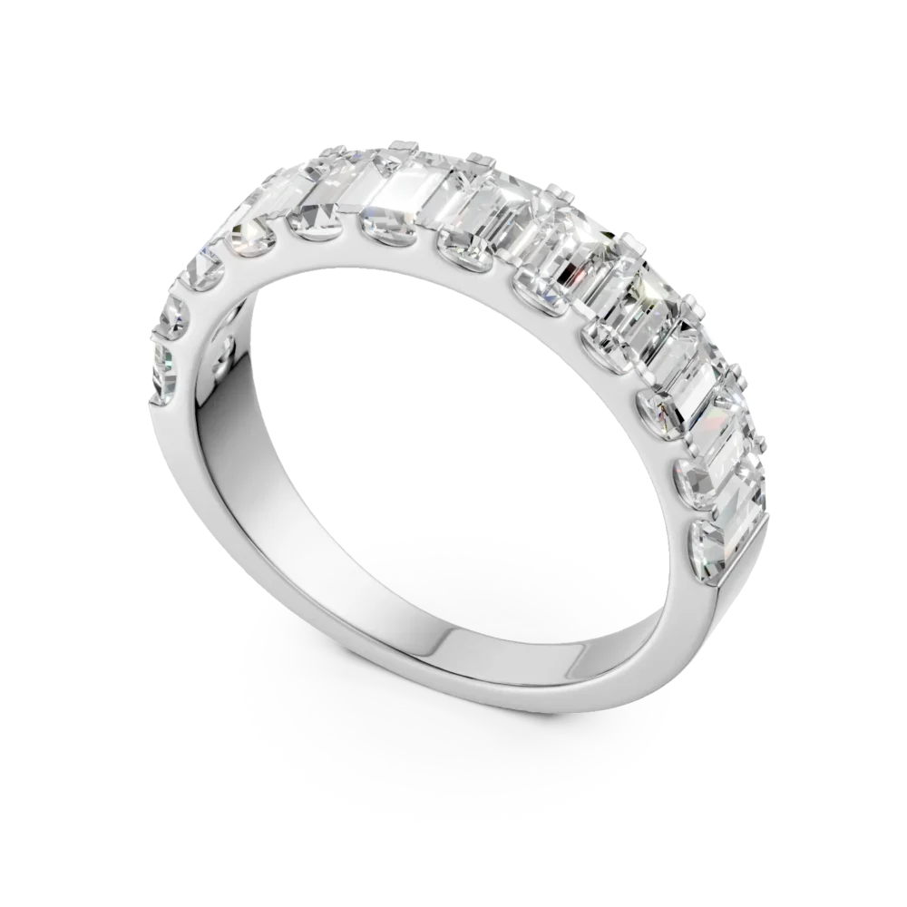 Inel emerald Split din aur alb cu diamante de 1.3ct create in laborator - imagine 2