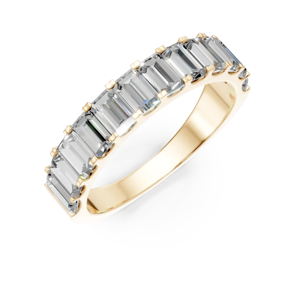 Inel emerald Split din aur galben cu diamante de 1.3ct create in laborator