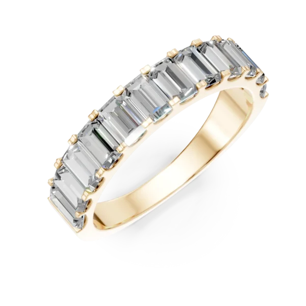 Inel emerald Split din aur galben cu diamante de 1.3ct create in laborator