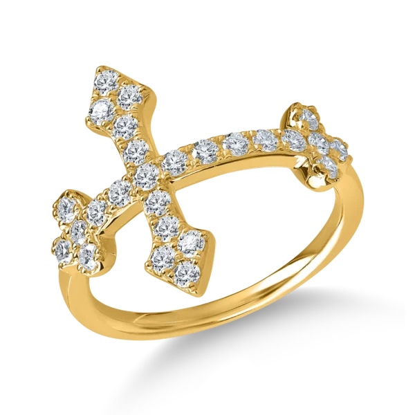Inel cruce din aur galben cu diamante de 0.5ct