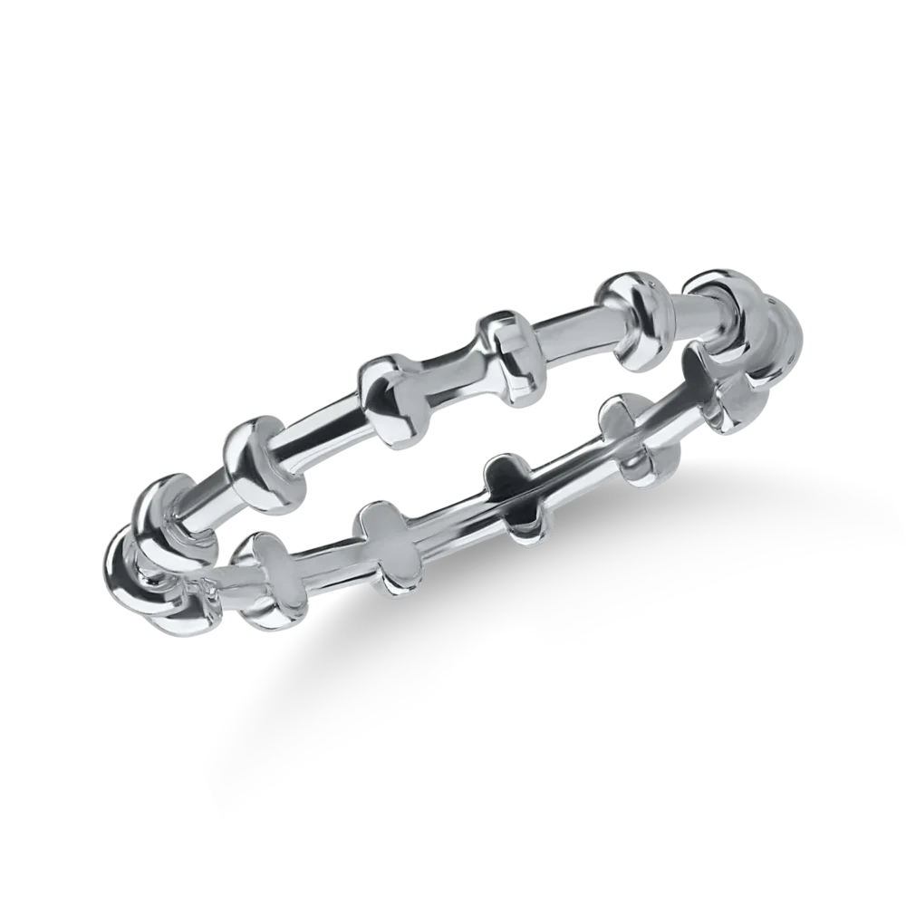 Inel cu bilute din aur alb