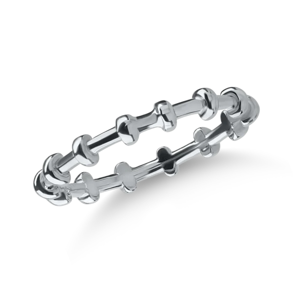 Inel cu bilute din aur alb