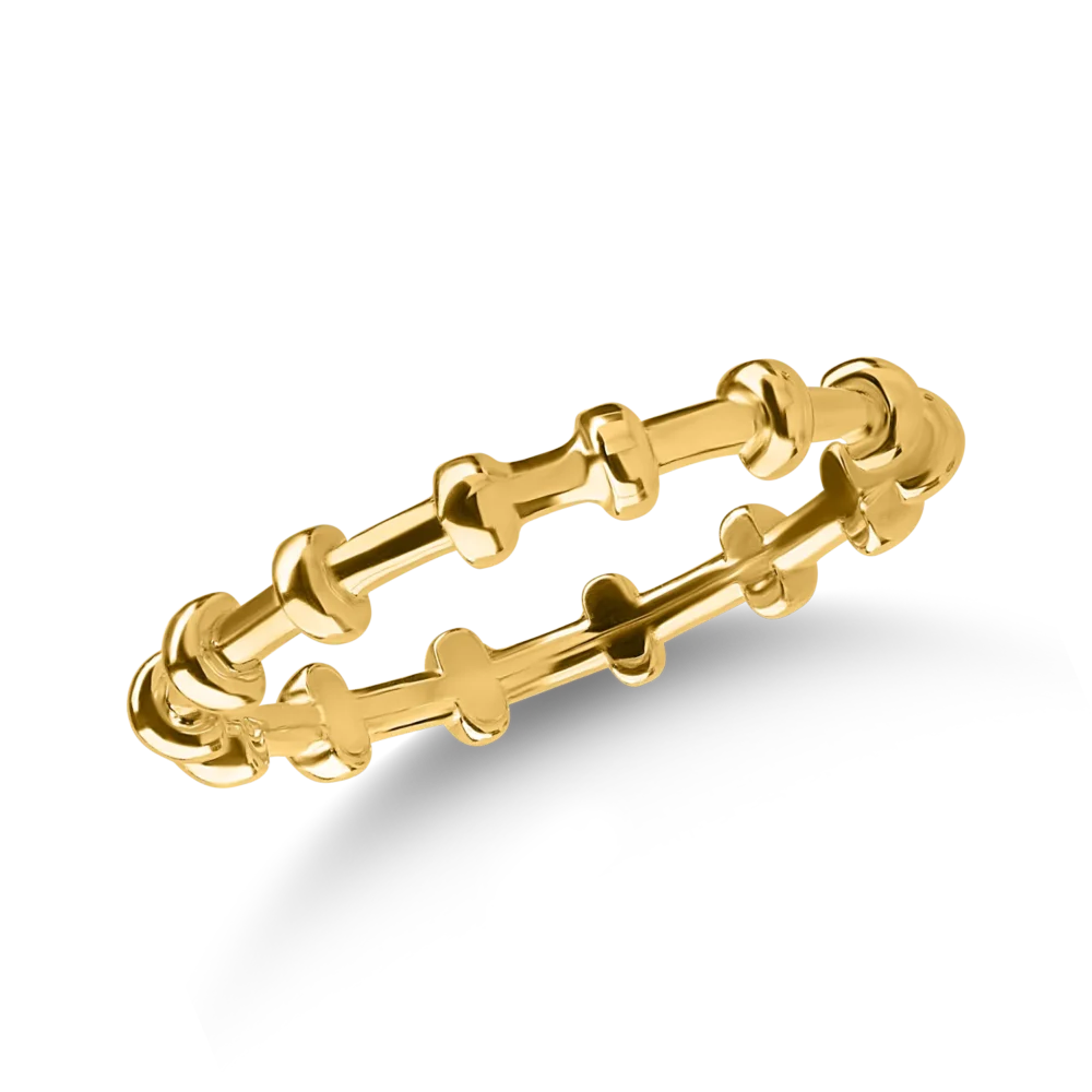 Inel cu bilute din aur galben