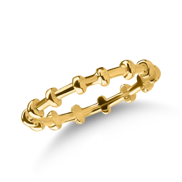 Inel cu bilute din aur galben