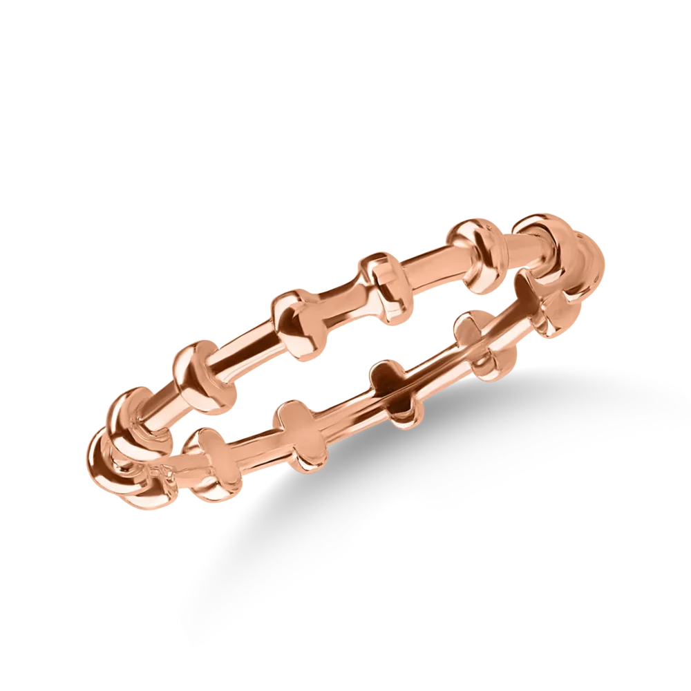 Inel cu bilute din aur roz