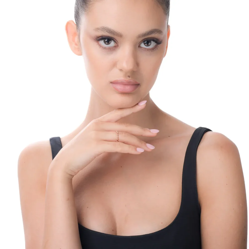 Inel cu bilute din aur roz - imagine 3