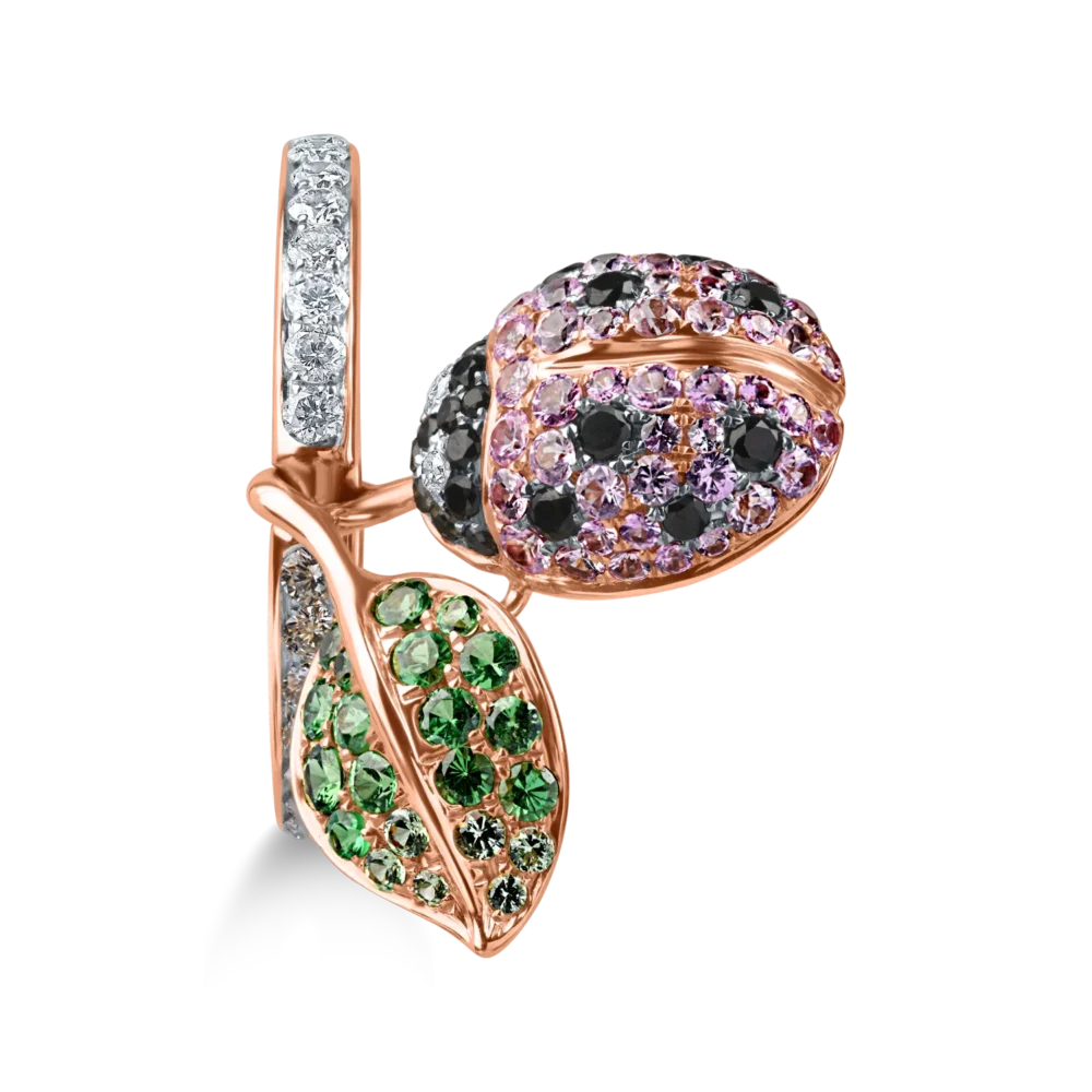 Inel cu buburuza din aur roz cu pietre pretioase de 1.6ct - imagine 3