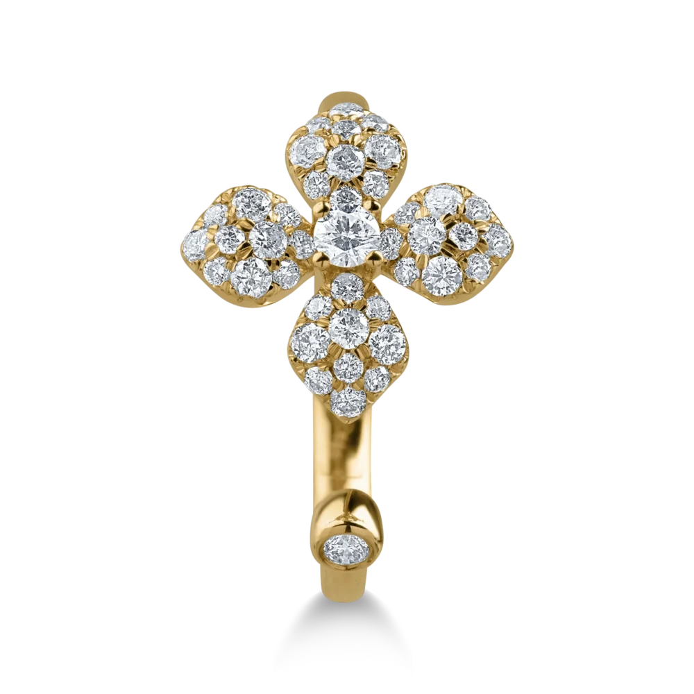 Inel cu floare din aur galben cu diamante de 0.51ct - imagine 2