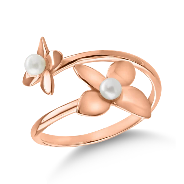 Inel cu floare din aur roz