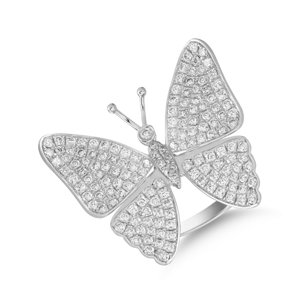 Inel cu fluture din aur alb cu diamante de 1.4ct