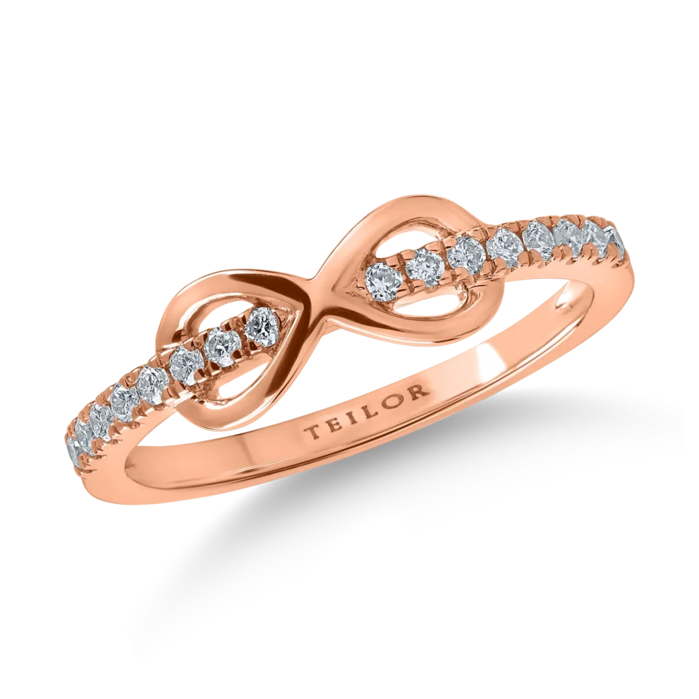 Inel cu infinit din aur roz cu diamante de 0.1ct