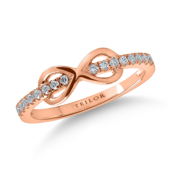 Inel cu infinit din aur roz cu diamante de 0.1ct