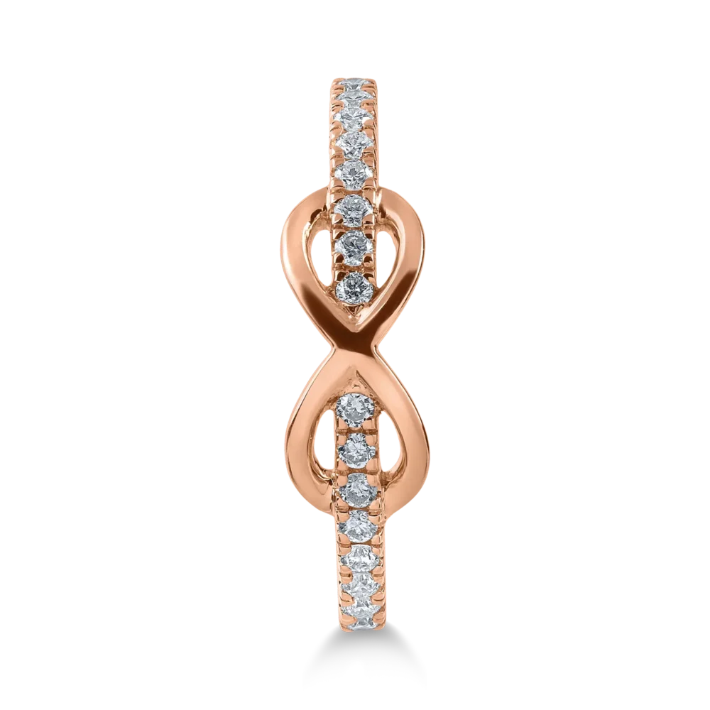 Inel cu infinit din aur roz cu diamante de 0.1ct - imagine 2